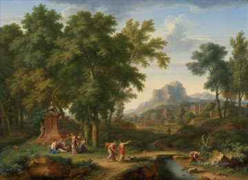 ウッズ Painting - フローラ・ヤン・ファン・ホイスムの胸像のあるアルカディアの風景 森の風景